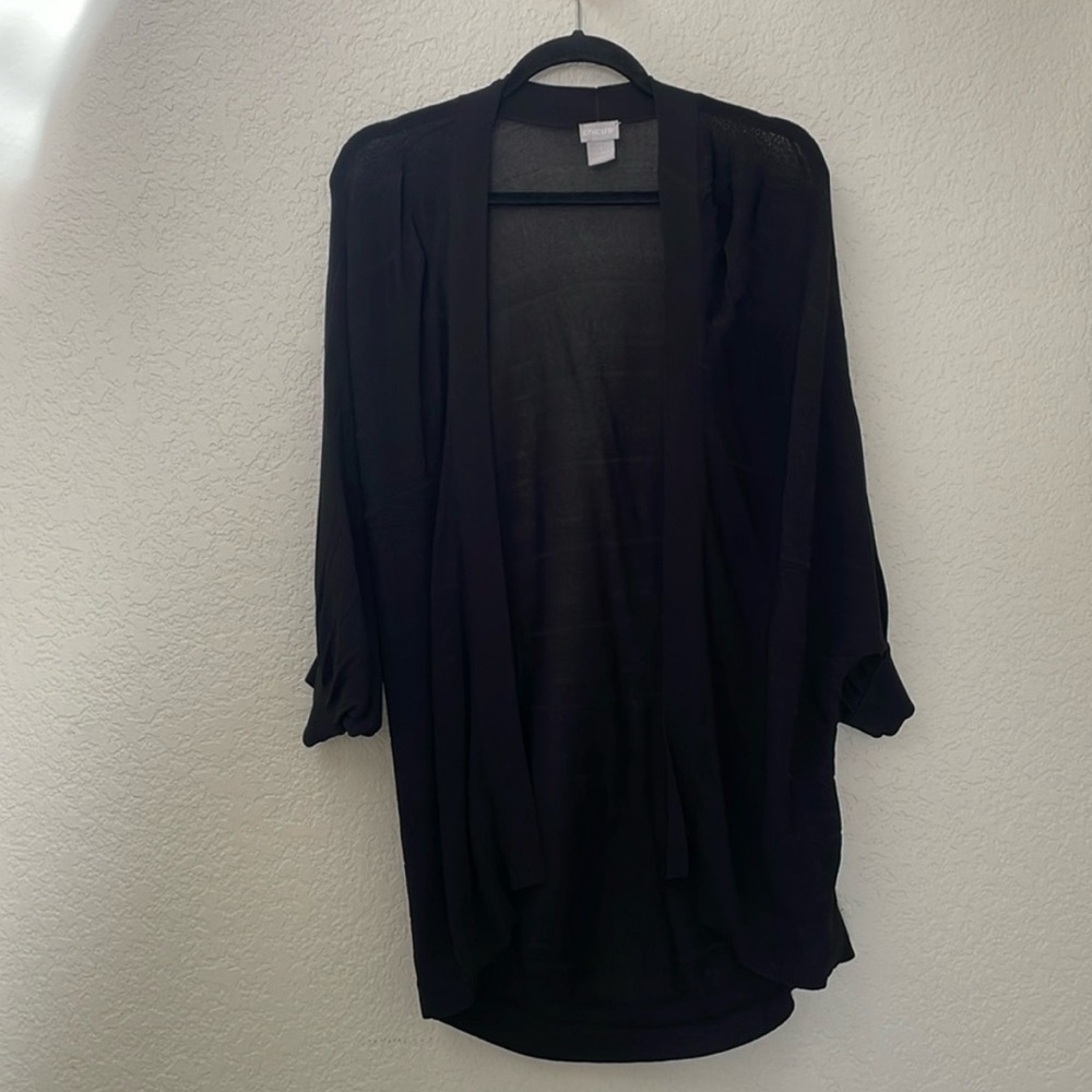 Chico’s -  Black Open Front Light Weight Cardigan